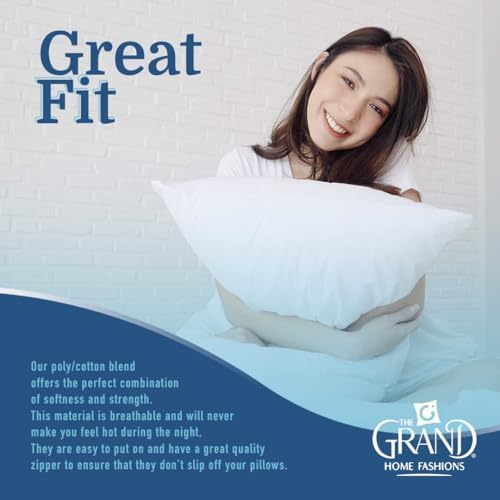Mastertex Grand Pillow Covers 12 Pack - Zipper Allergy Protection Moisture Wicking