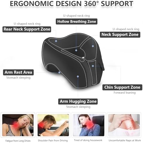 SPUER 2in1 Ergonomic Memory Foam Travel Pillow - Adjustable Black