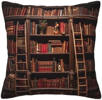 Ogniwo Library Bookshelf Throw Pillow 12x12 Inch Soft Square Cushion Case