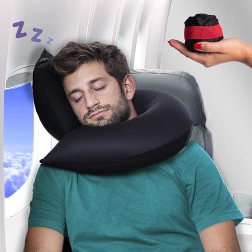 Candy Cane Inflatable Travel Pillow with J-Design