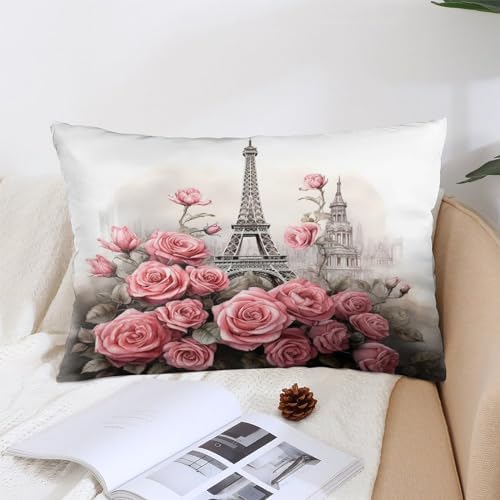 MaSiledy Pillow Protector with Zipper Eiffel Tower Design