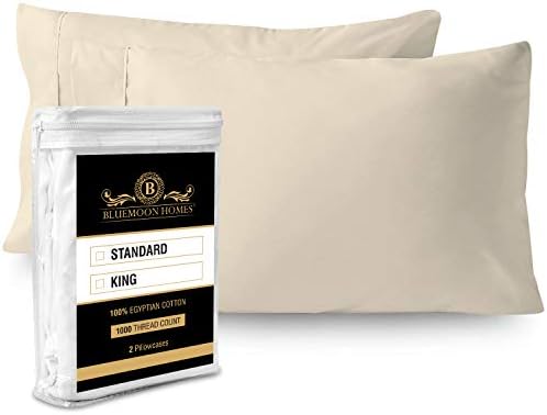 Bluemoon Homes 1000TC Ivory King Size Pillowcases Set of 2