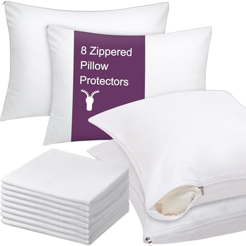 Shimeyao 24 Pcs Zippered Pillow Protectors White Standard Size