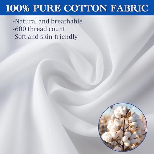 Precoco King Size Pillow Protectors - 100 Cotton with Hidden Zipper