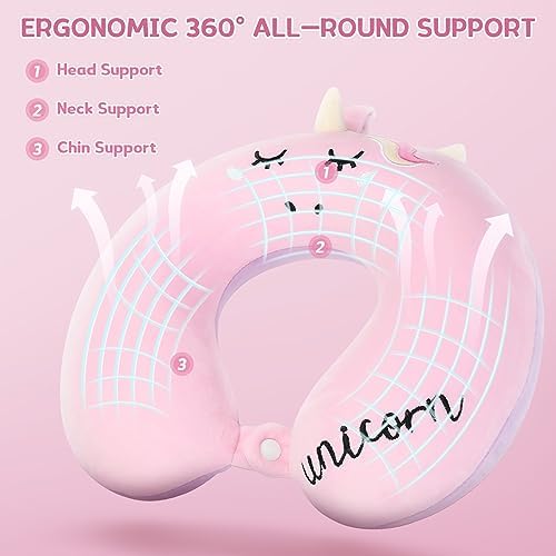 Unicorn Kids Travel Neck Pillow with Eye Mask 1