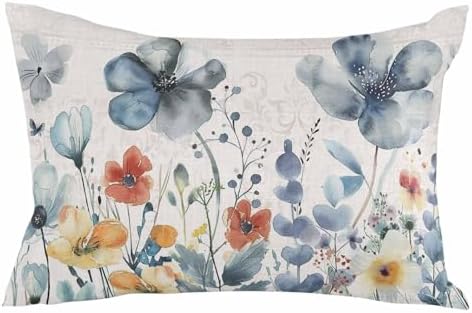 Waterproof Pillow Protector 2 Pack - Blue Wildflower Design 1