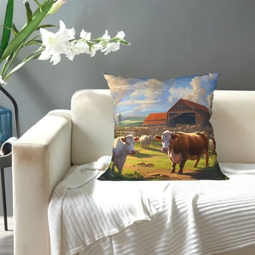 Ogniwo Cattle Farm Sanctuary Throw Pillow 12x12 Inch 1