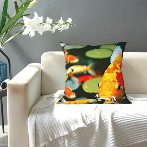Ogniwo Japanese Koi Fish Throw Pillow 12x12 Inch
