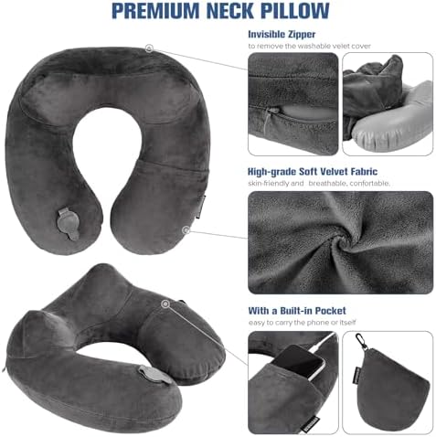 Rewondah Inflatable Neck Travel Pillow - Comfortable for Airplanes Cars