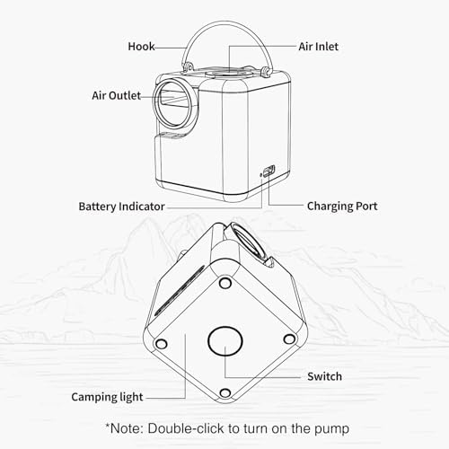 OneTigris Mini Air Pump with Camping Light and 2400 mAh Battery