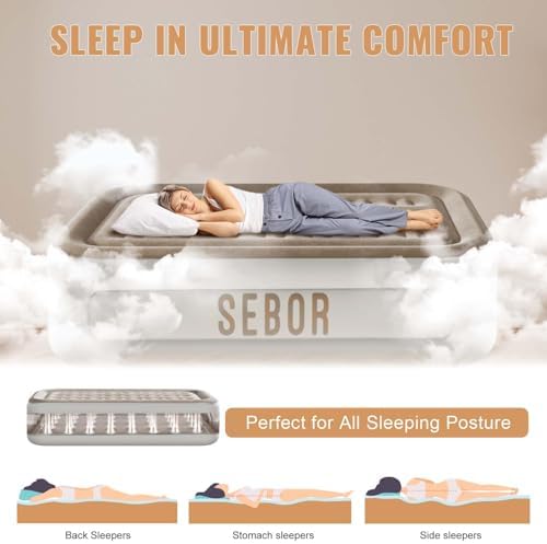 Sebor Air Mattress Twin with Rechargeable Pump 18