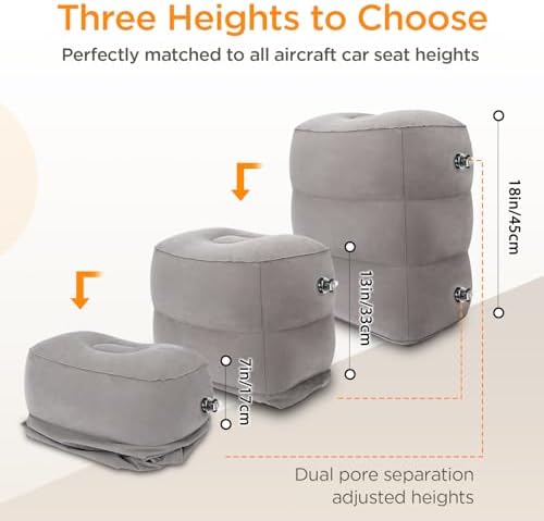 HOMCA Inflatable Travel Foot Rest Pillow 2-Pack Adjustable