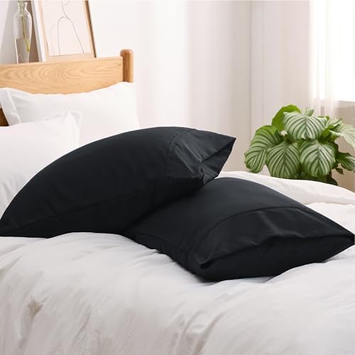 Bedsure King Size Pillow Cases Set of 2 - Black 20x36 inches