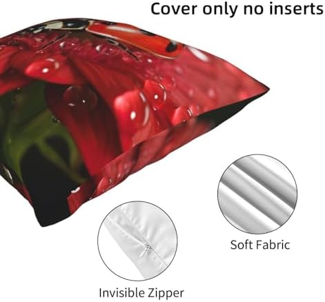 Ogniwo Ladybug Flower Throw Pillow 12x12 Inch