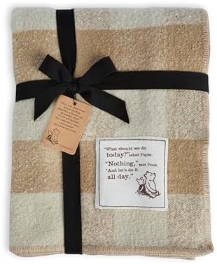 DEMDACO Pooh Classic Yellow Bear Throw Blanket 50x60 Plaid