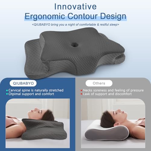 QIUBABYO Pain Relief Cervical Pillow for Neck Support and Comfort