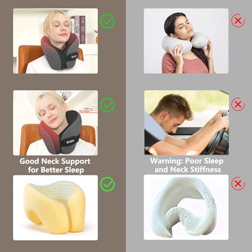 SPUER 2in1 Ergonomic Memory Foam Travel Pillow