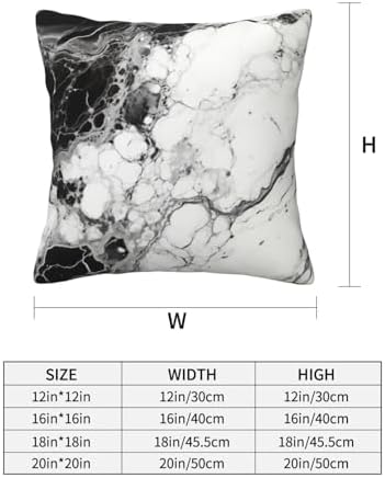 Ogniwo Black White Marble Throw Pillow 12x12 Inch