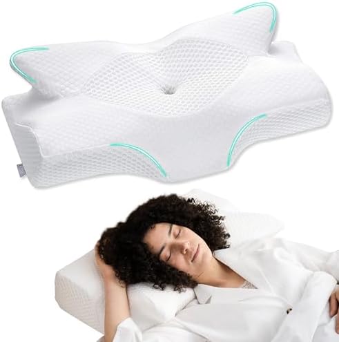 Elviros Cervical Foam Pillow for Neck Shoulder Pain Medium Firm Support