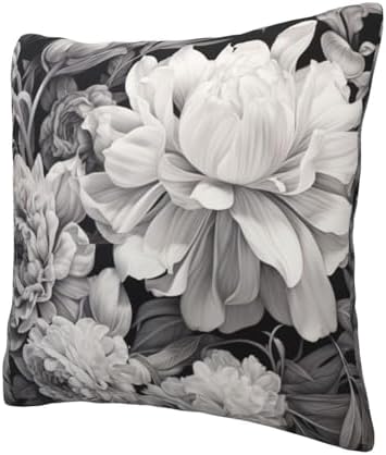 Floral Graphite Throw PillowSoft Square 12x12 Inch Cushion Cover