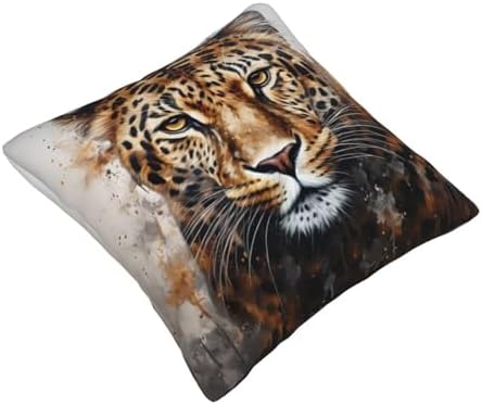 Leopard Print Throw Pillow - 12x12 Inch Soft Cushion Cover
