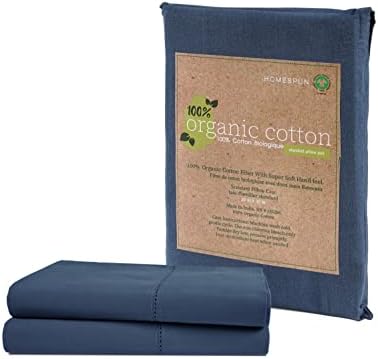 Lane Linen 100 Organic Cotton Pillow Cases Set of 2 - Navy Blue