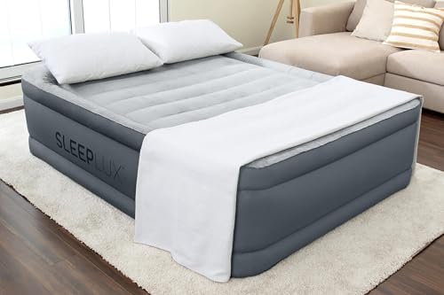 SleepLux Tough Guard Queen Air Mattress 22 with Pump and Snugable Top