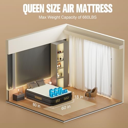 VOSSER Queen Air Mattress with Built-in Pump and Foam Topper 1