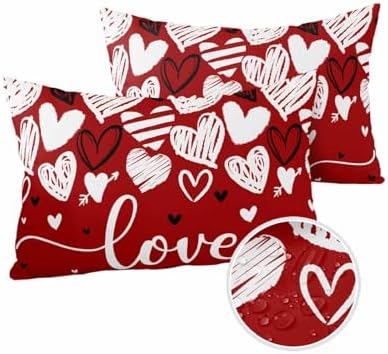 Waterproof Pillow Protector 2 Pack with Zipper Love Hearts Design