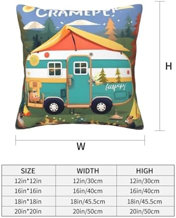 Ogniwo Happy Camper Throw Pillow 12x12 Inch Soft Square Cushion Cover