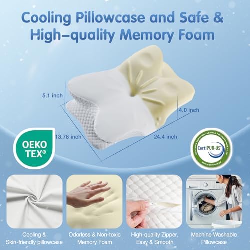 Vuteehy Cervical Neck Pillow for Pain Relief and Cooling Support