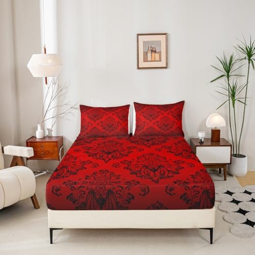 Manfei Gothic Victorian Fitted Sheet Set Queen Size