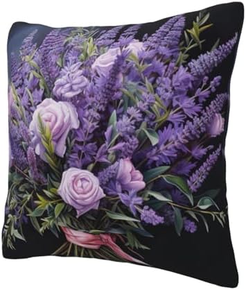 Ogniwo Lavender Bouquet Throw Pillow Soft 12x12 Inch Square Cushion Case