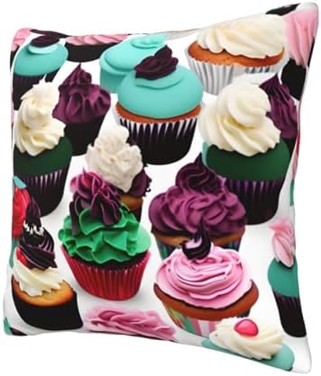 Ogniwo Delicious Cupcakes Throw Pillow 12x12 Inch Soft Square Cushion Cover