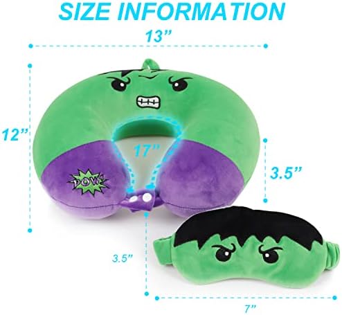 ETOILESEA Superhero Travel Pillow with Eye Mask for Kids Adults
