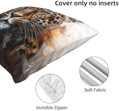 Leopard Print Throw Pillow - 12x12 Inch Soft Cushion Cover