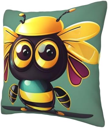 Ogniwo Cartoon Bee Throw Pillow 12x12 Inch