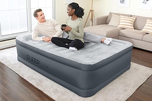 SleepLux Tough Guard Queen Air Mattress 22 with Pump and Snugable Top