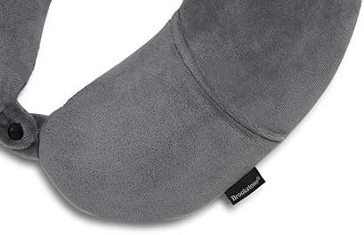 Brookstone Microbead Travel Head and Neck Pillow - Lightweight and Plush with Phone Pocket