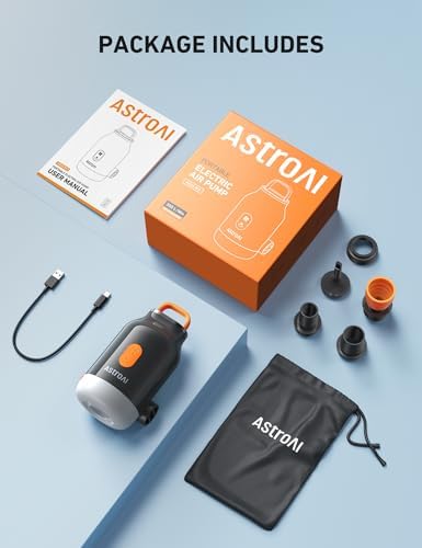AstroAI Mini Air Pump with 3000mAh Battery and 5 Nozzles 1