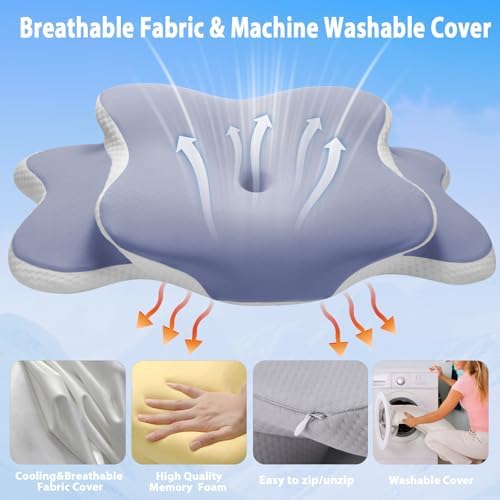 SHKJGS Neck Pain Relief Pillow Blue