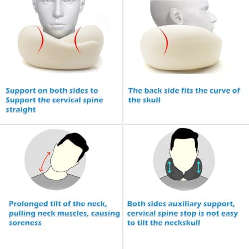 Creokeriy Travel Neck Pillow with Eye Mask and Earplugs Grey