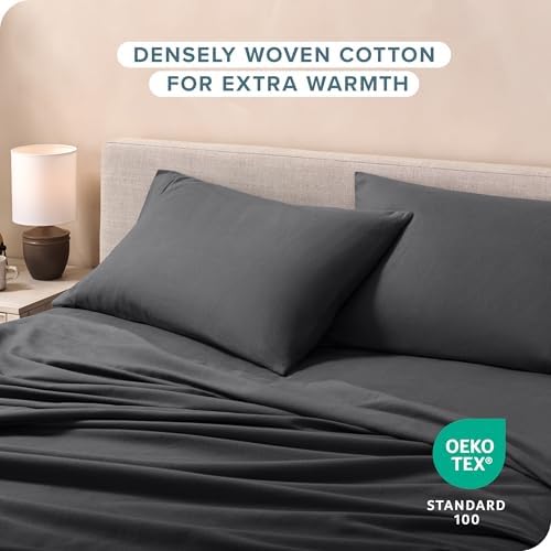 Bare Home Flannel Pillowcases Set of 2 - Grey