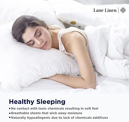Lane Linen 100 Organic Cotton Pillow Cases Set of 2 - Navy Blue