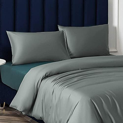 NTBAY Satin Pillowcases Set of 2 with Hidden Zipper 20x36 Inches Dark Grey