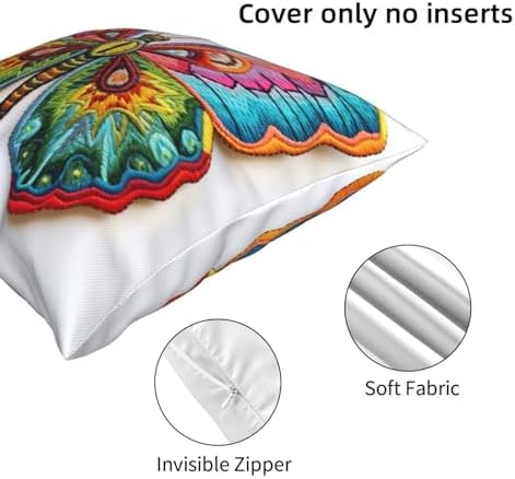 Ogniwo Embroidery Butterfly Throw Pillow Soft 12x12 Inch Cushion Case