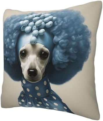 Ogniwo Blue Poodle Polka Dot Throw Pillow 12x12 Inch Soft Square Cushion Cover