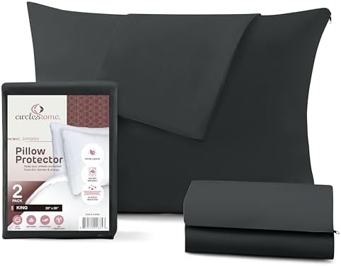 CirclesHome Pillow Protectors 2 Pack King Size Zippered