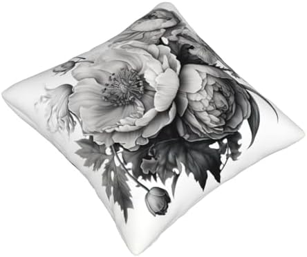Floral Graphite Throw Pillow 12x12 Inch