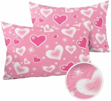 Waterproof Pillow Protector 2 Pack with Zipper and Valentines Day Star Design